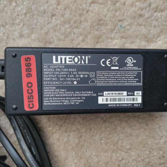 Liteon PA-1360-8SA2 Power AC Adapter For Cisco 9865 - Picture 2 of 3